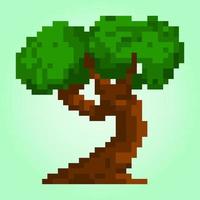 conjunto de árboles de píxeles verdes, vector gráfico de computadora
