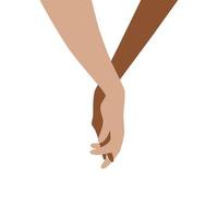 Couple holding hands isolated vector element for Valentines day, love, dating illustration. Modern abstract hands of lovely couple in beige color. Colored hand sketch holding hands design for wedding.