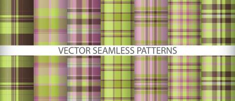 Set plaid seamless texture. Tartan pattern background. Check vector textile fabric.