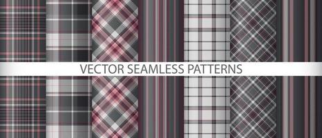 Set textile vector fabric. Pattern check texture. Background tartan plaid seamless.