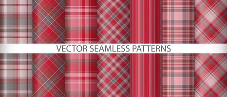 Set pattern plaid textile. Check texture seamless. Tartan background vector fabric.