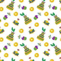 Seamless pattern Mardi Gras carnival. Design for fabric, textile, wallpaper, packaging. vector