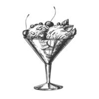 vaso con helado de fruta vector vintage