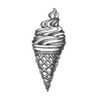 helado en waffle cucurucho nieve cono tinta vector