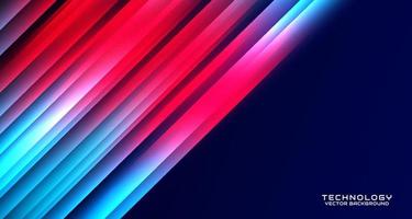 3D red blue techno abstract background overlap layer on dark space with glowing effect decoration. Style concept cut out. Graphic design element for banner flyer, card, brochure cover, or landing page vector