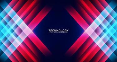 3D red blue techno abstract background overlap layer on dark space with glowing rhomb decoration. Style concept cut out. Graphic design element for banner flyer, card, brochure cover, or landing page
