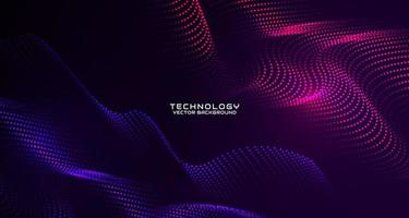 Blue techno abstract background on dark space with waving particles style effect. Graphic design element with 3d moving dots flow concept for banner, flyer, card, brochure cover, or landing page vector