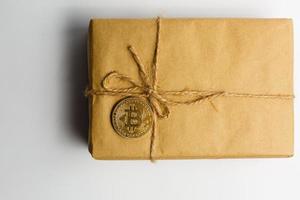 Envelope kraft paper tied with string on a white background photo