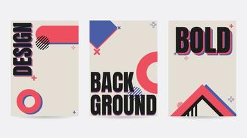 Set of 3 Poster Geometric Bold Minimalism Background Flat Retro Vintage Illustration vector