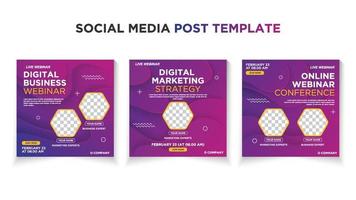 Webinar social media post template collection. Modern social media post bundle vector, Design editable template for social media posts, banners, flyers, and website. vector