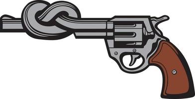 Revolver Barrel Tied in Knot - Gun. Vector Illustration.