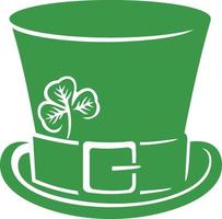 Leprechaun Green Top Hat with Clover - Shamrock. St. Patrick's Day Design. Vector Illustration.