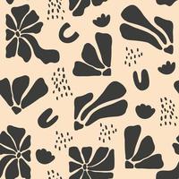 Monochrome abstract hand drawn aesthetic floral illustration pattern. Botanical retro concept template perfect for postcards, wrapping paper, banner, background etc. vector