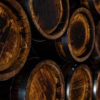 Wine barrels in wine-vaults in order photo