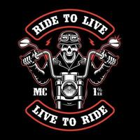 Skeleton Rider Biker Patch vector