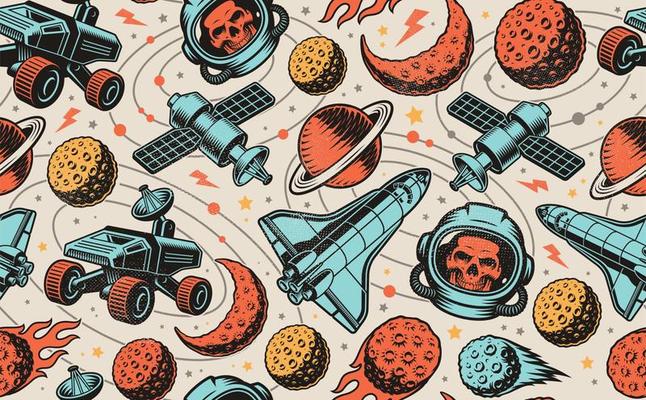 Colour vintage space seamless background