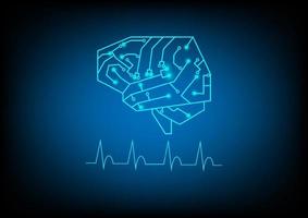 Brain circuit and brain waves technology background. vector