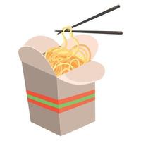 Ilustración de vector de wok de comida callejera china en caja