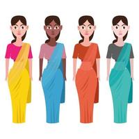 Indian Women Saree Ethnic Wear Cartoon Character Icon Illustration Sign Symbol Design Vector