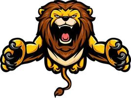 Angry leaping lion mascot character vector