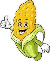 lindo personaje de dibujos animados de maíz dando pulgares arriba vector