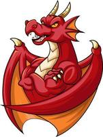 Angry red dragon mascot character vector