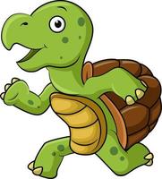 Cute turtle running on white background vector