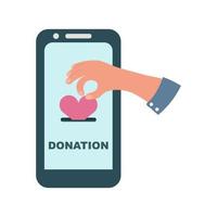 People hands with hearts for charity donation. Vector illustration