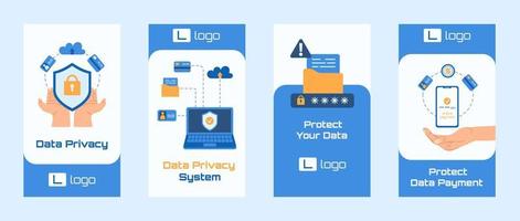 Vector set data privacy stories background template.