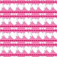 Big and small white heart pattern separated by overlapping red and pink lines on pink background. vector