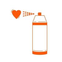 Spray paint with heart. Linear drawing of aerosol. Vector illustration. Outline icon of spray can.