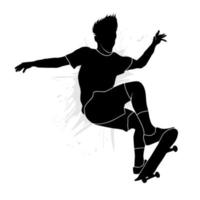 Skateboarder silhouette doing tricks isolated on white background vector