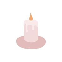 Painted wax candle isolated on white. Modern vector illustration for cozy design and relaxation.