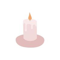 Painted wax candle isolated on white. Modern vector illustration for cozy design and relaxation.