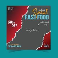 food menu and restaurant social media template vector