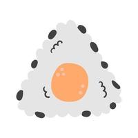 Onigiri vector illustration in flat style. Traditional japanese rice ball. Doodle design