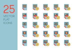 Documents and files flat vector icons set