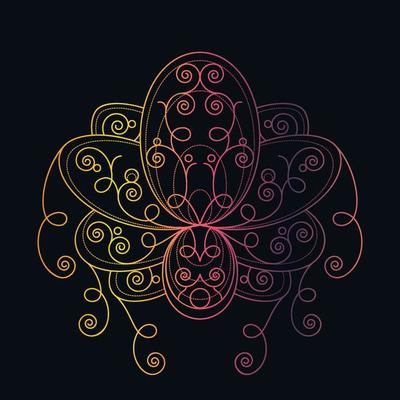 Lotus flower with geometric pattern vector linear illustration