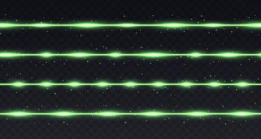 Green lines with highlights and sparkles isolated on transparent background. vector