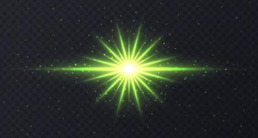 Shining flare with stars and sparkles isolated on dark transparent background. vector