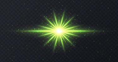 Shining flare with stars and sparkles isolated on dark transparent background. vector