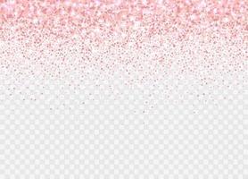 Rose gold glitter partickles isolated on transparent background. Falling sparkling confetti. vector