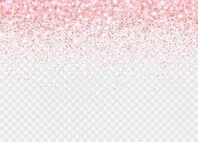 Rose gold glitter partickles isolated on transparent background. Falling sparkling confetti. vector