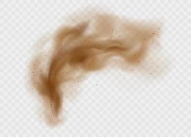 Dust cloud with ground particles. Brown sandstorm explosion with clay grains concept. vector