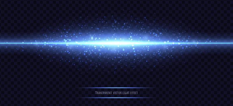 Glowing blue line with light effect isolated on dark transparent background.