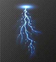 Realistic lightning bolt isolated on transparent background. vector