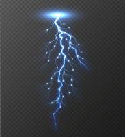 Realistic lightning bolt isolated on transparent background. vector