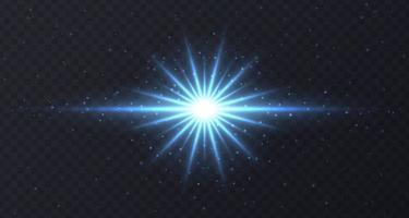 Shining flare with stars and sparkles isolated on dark transparent background. vector