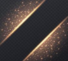 Lines with stars and sparkles isolated on transparent background. vector