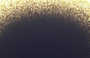 Glowing arch border with sparkles. Fallen golden dust isolated on transparent background. vector